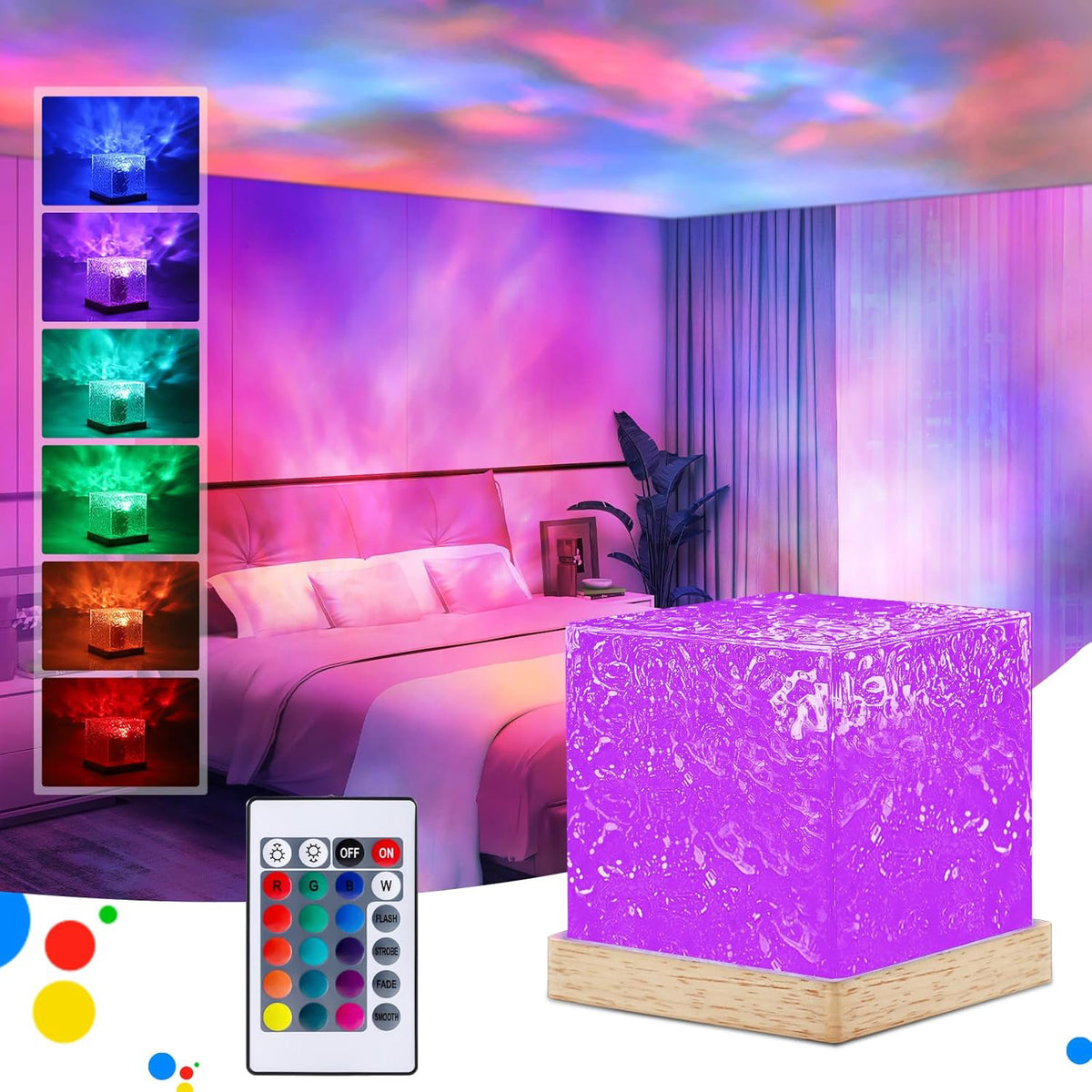 Galaxy light with 16 color options, providing a relaxing night-time ambiance with stars and nebulae for both kids and adults