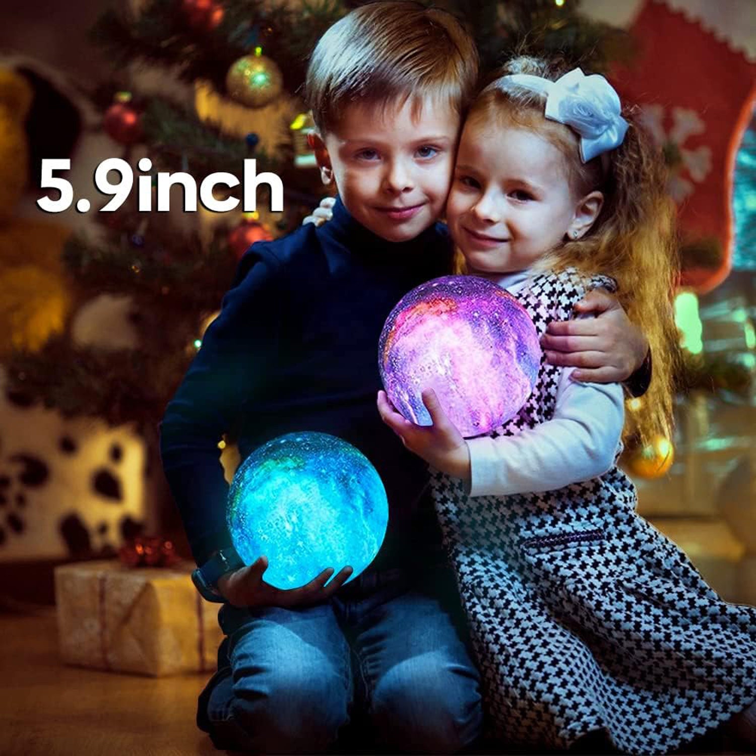 Colorful moon galaxy lamp, perfect as a night light with a calming, star-filled glow