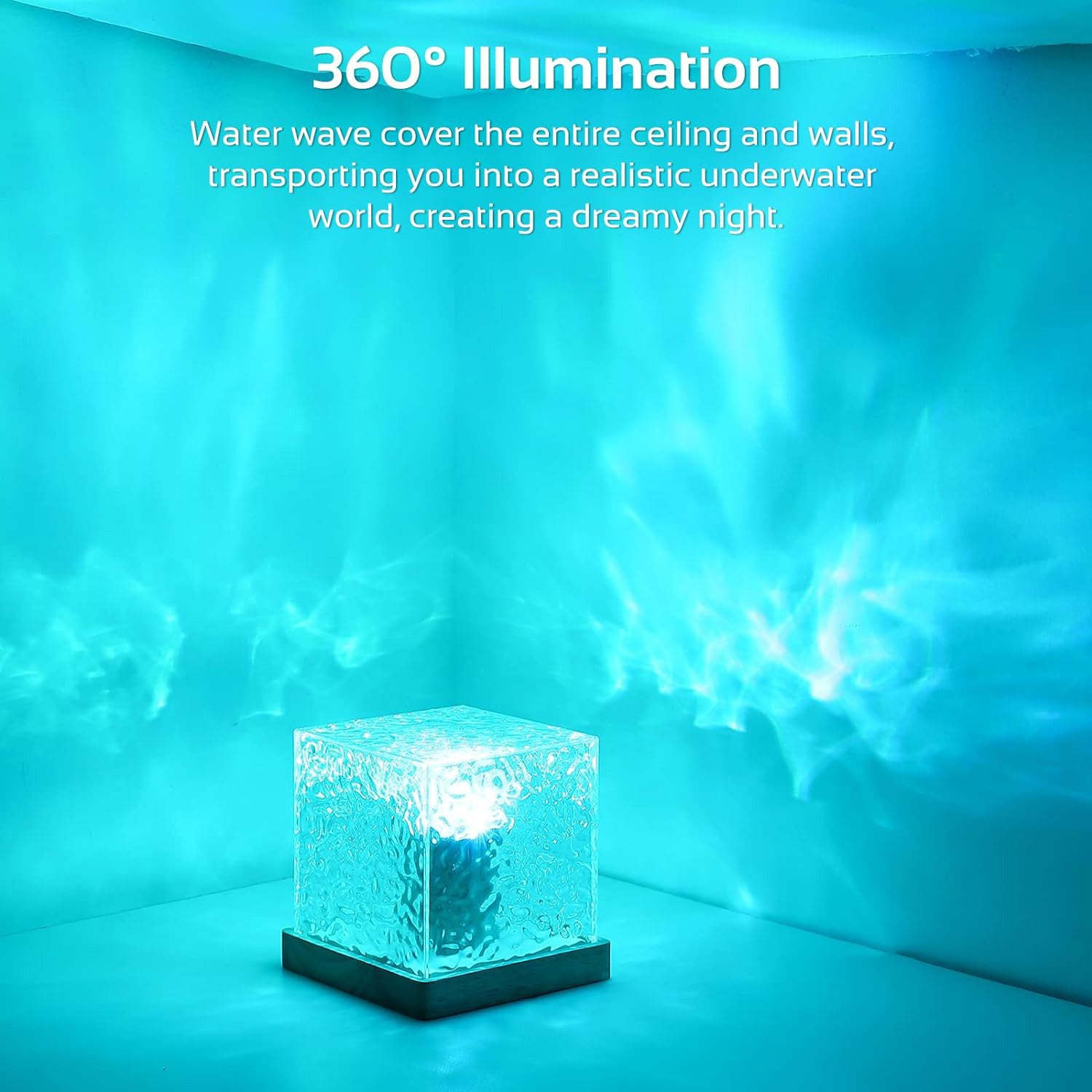 Galaxy projector light with 16 color options that illuminates the ceiling with starry sky and nebula patterns, perfect for creating a serene bedroom environment
