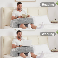 Gaming pillow for lap with ergonomic armrests, providing support and comfort for long gaming sessions or reading, fits perfectly on laps and sofas