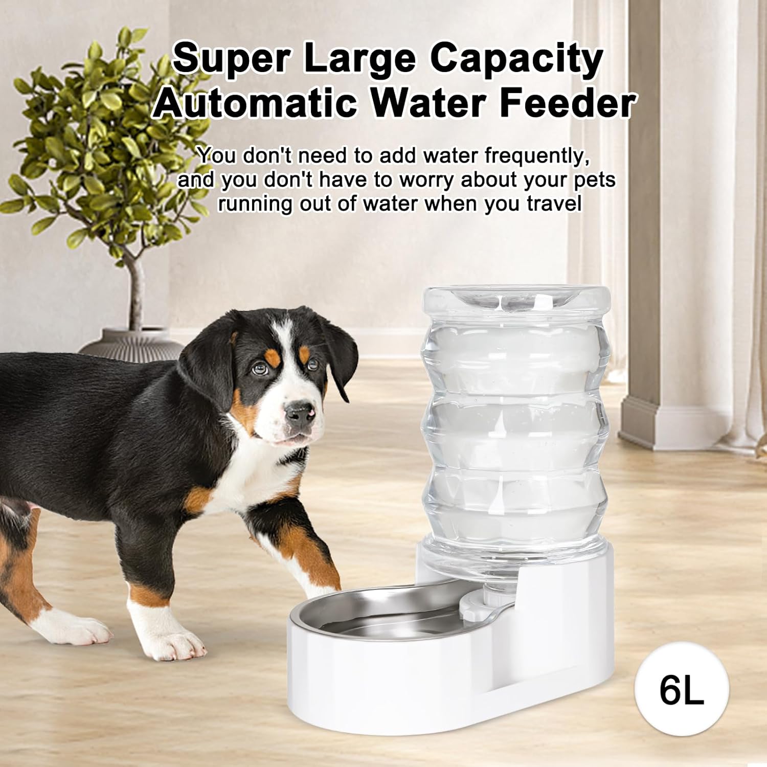 High-capacity automatic water feeder for pets, featuring a 6L capacity and gravity-operated mechanism, ensuring your furry friends always have access to fresh water without manual refilling