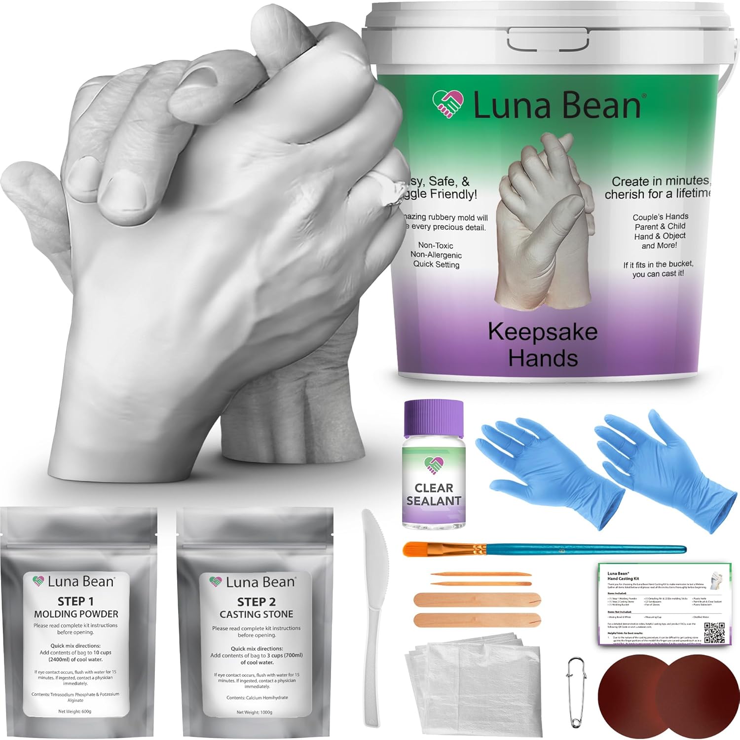 A premium hand casting kit designed for couples, featuring high-quality materials for creating detailed hand molds to cherish forever