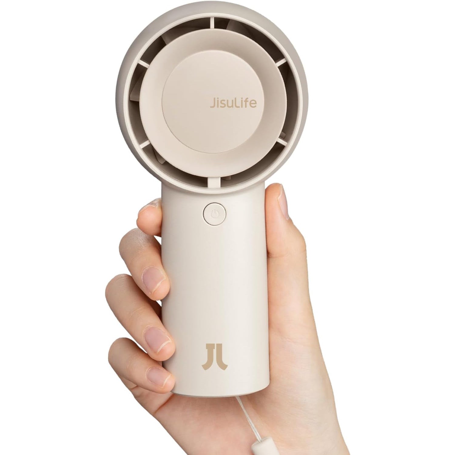 Portable handheld fan with a sleek design and powerful airflow, perfect for quick cooling on hot days