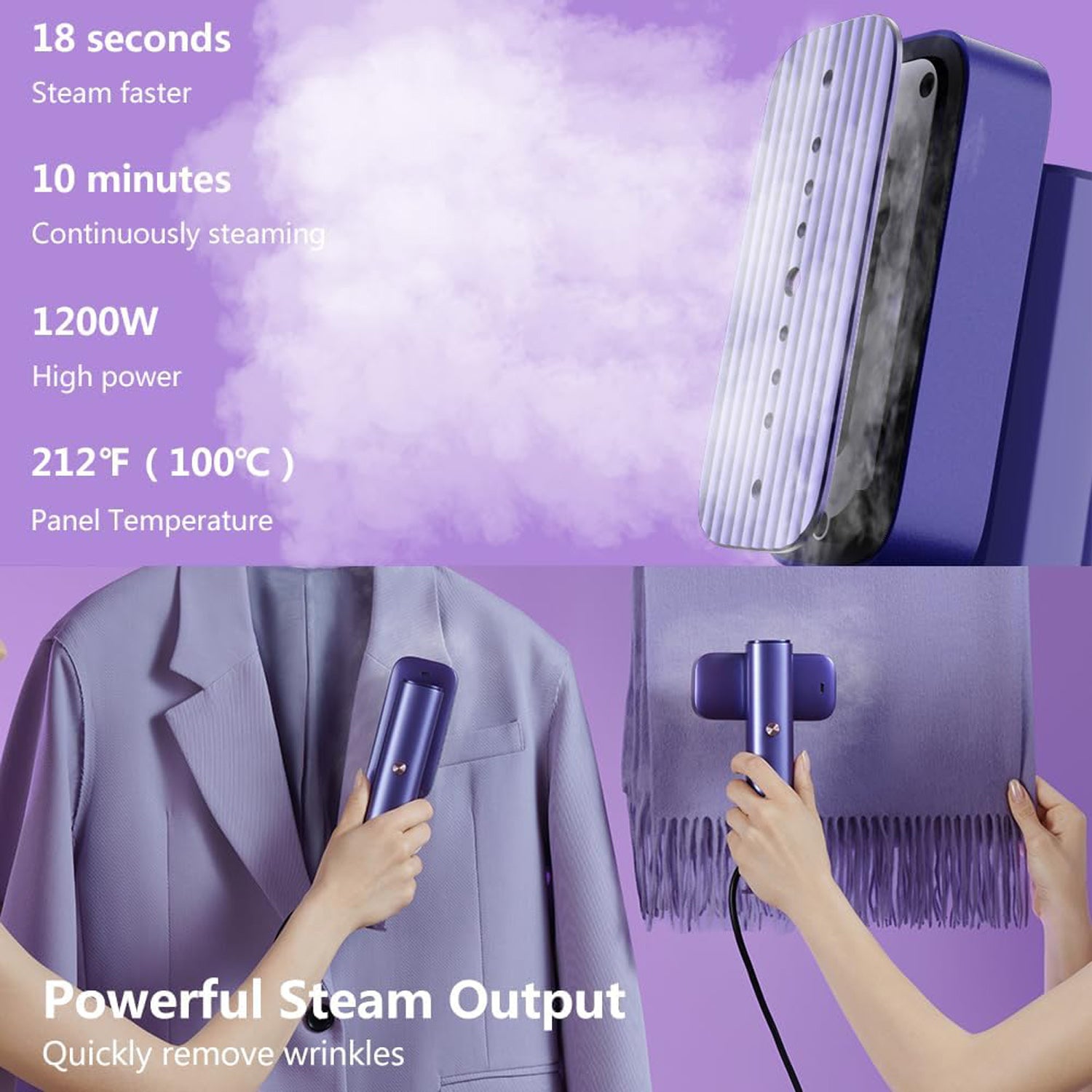 An easy-to-use handheld steamer, perfect for quick and efficient wrinkle removal, ideal for busy travelers and busy professionals