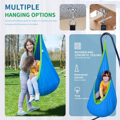 Hanging swing seat for kids with comfortable and durable fabric, perfect for home or garden setup