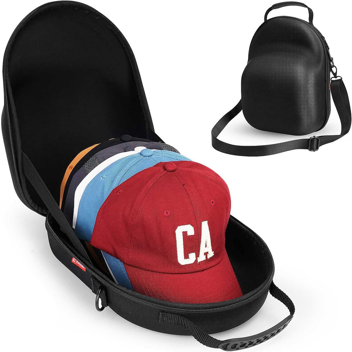 Durable hat travel case for baseball caps with a secure zipper, designed to protect and store hats during travel and trips