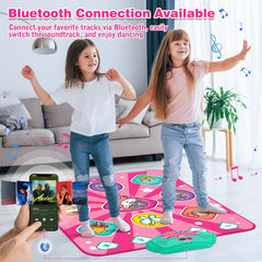 Interactive dance mat for kids that responds to movement with lights and sounds, making dancing an exciting and educational experience