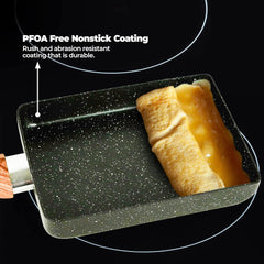 Japanese omelette pan with nonstick coating, perfect for easy cooking and rolling traditional Japanese egg omelettes