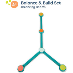 A colorful kids balance beam placed on a soft mat, ideal for developing balance and strength in young gymnasts at home or in a gym