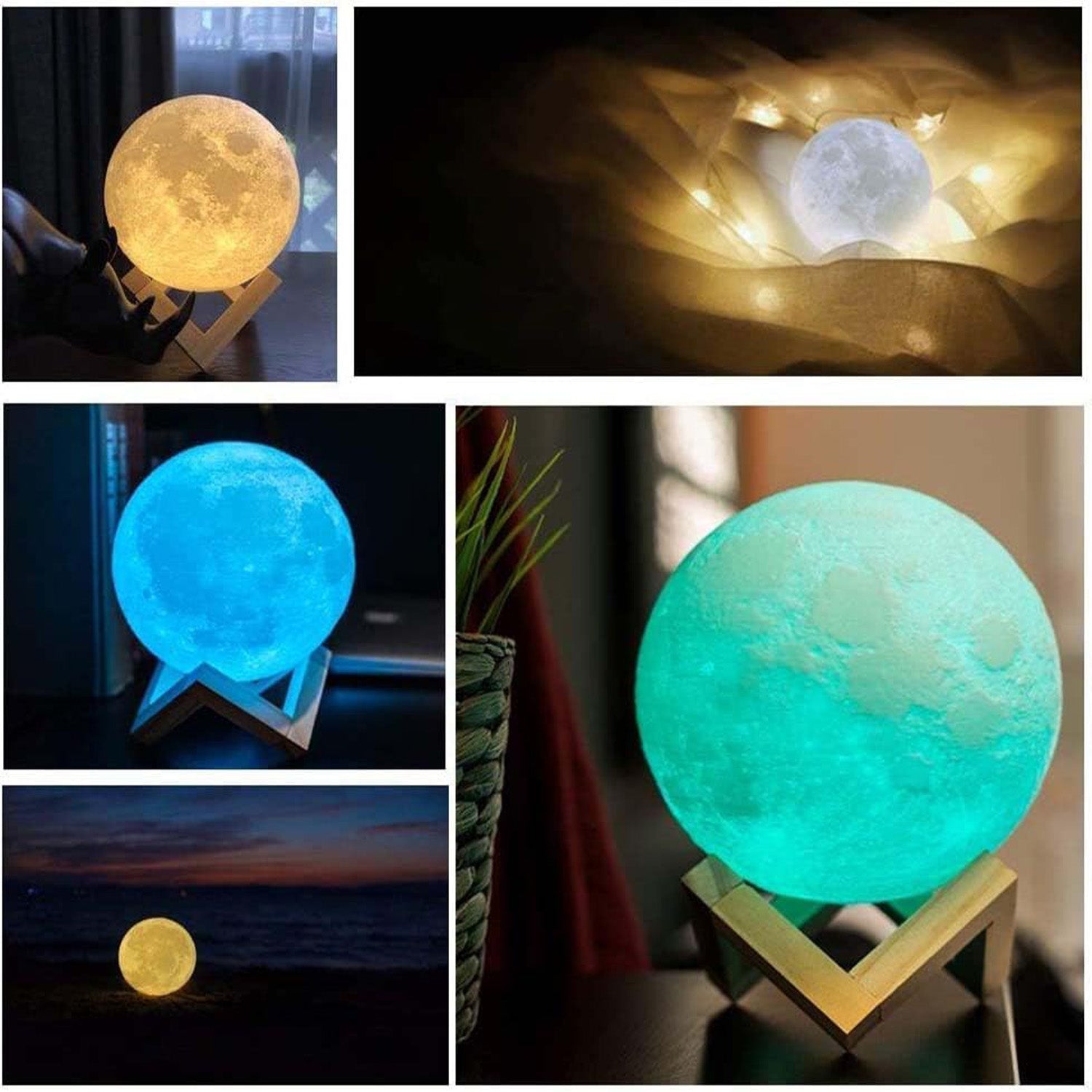 Artistic moon lamp with a warm light setting, perfect for creating an inviting and tranquil living space