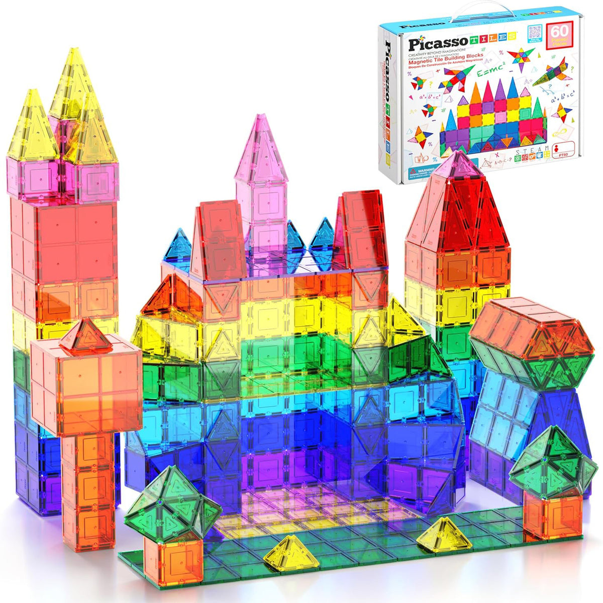 Colorful magnetic building tiles for kids, educational STEM toys, creative construction playsets, perfect for imaginative learning and development