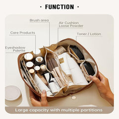 Compact and portable makeup bag for travel, perfect for keeping beauty essentials organized while on the road or at the airport