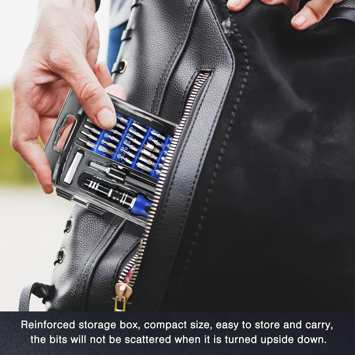 Multi-bit screwdriver set with a range of precision bits for repairing electronics, computers, and household items, featuring a sturdy case for easy organization 