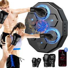 A colorful music boxing machine designed for kids and adults, perfect for improving fitness and coordination while enjoying upbeat music and sound effects