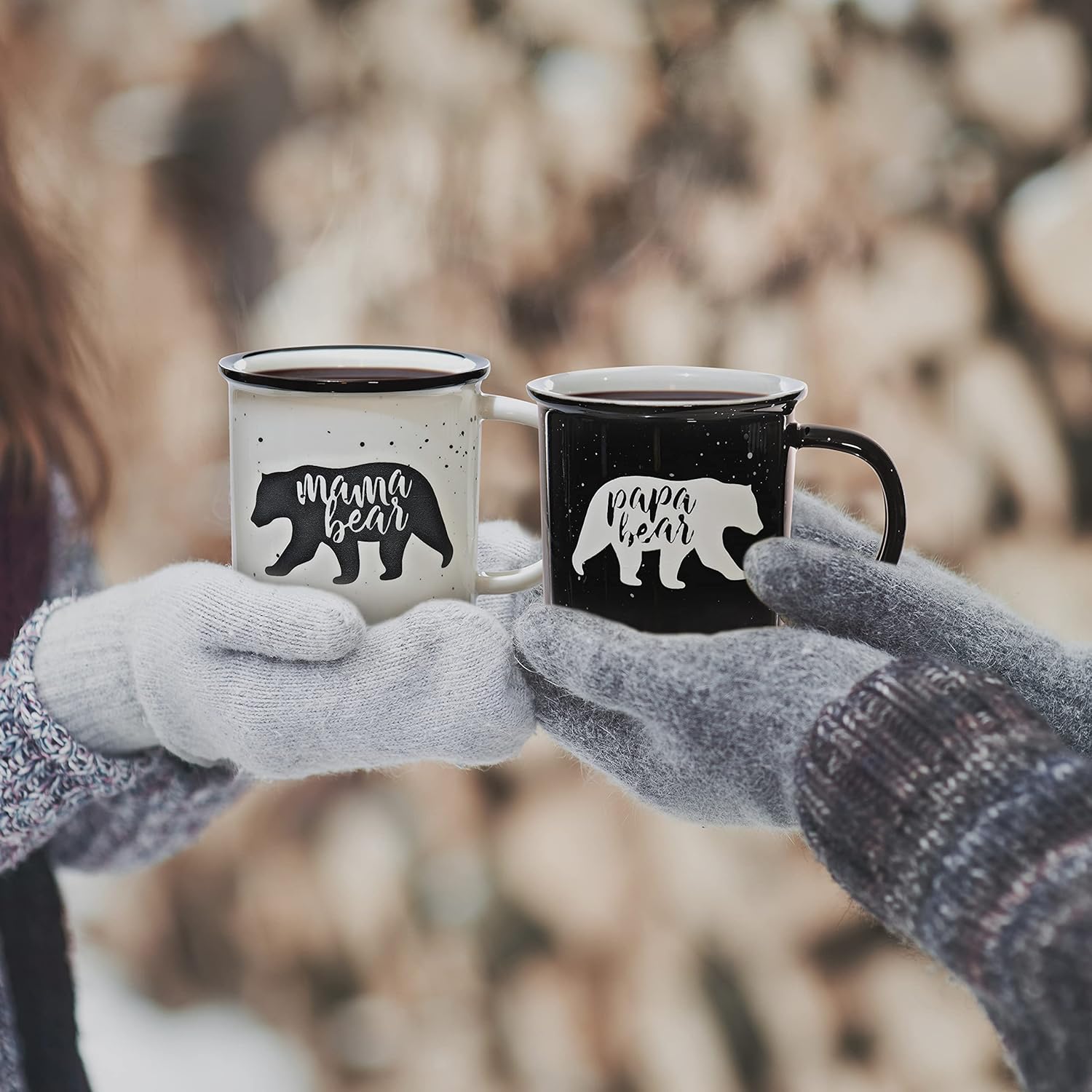 Customizable bear mugs set that includes names or special messages, perfect for anniversaries or special occasions