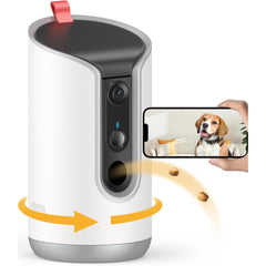 Wi-Fi pet camera with treat dispenser for cats and dogs