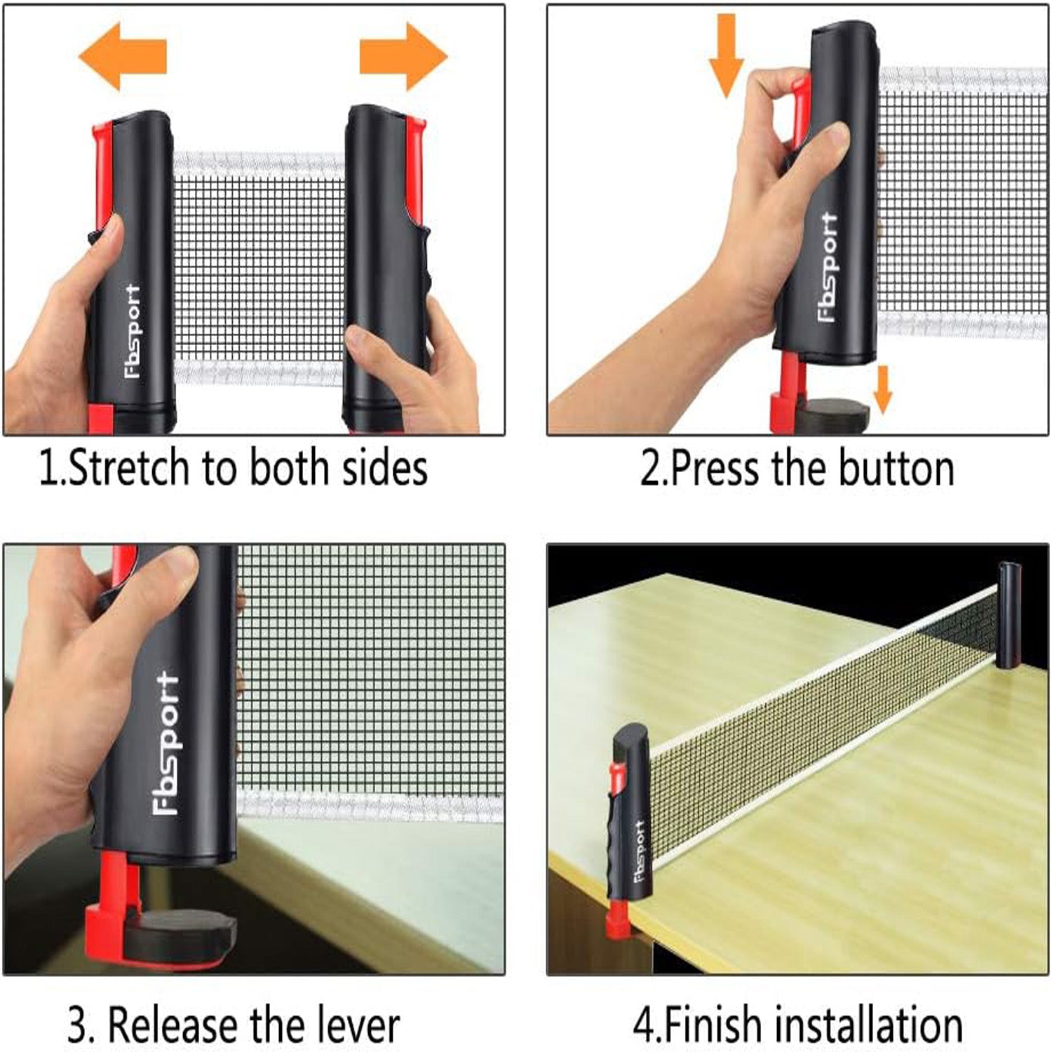 Table tennis paddle set with two sturdy paddles, a convenient roll-out net, and balls, ideal for indoor and outdoor play