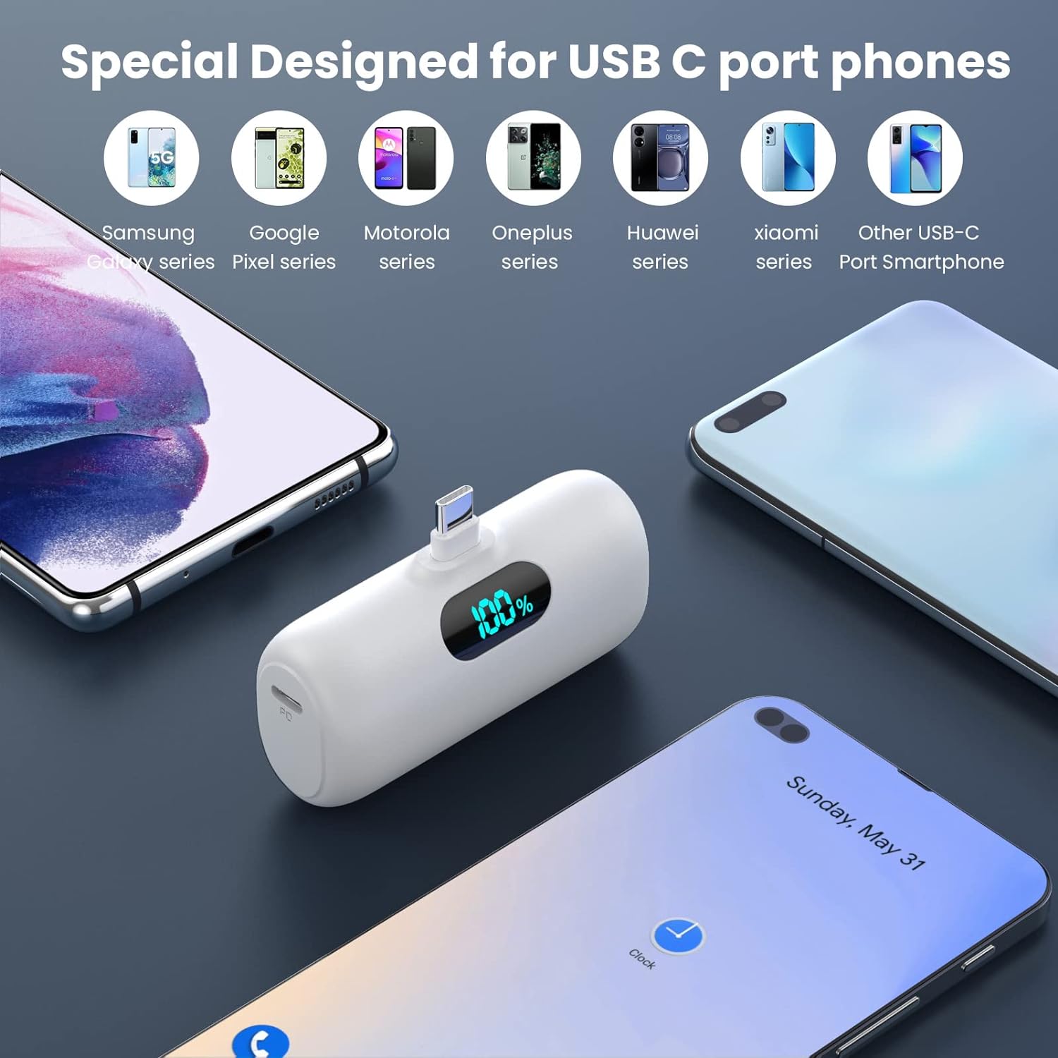 Portable mini power bank for phone charging, convenient and compact