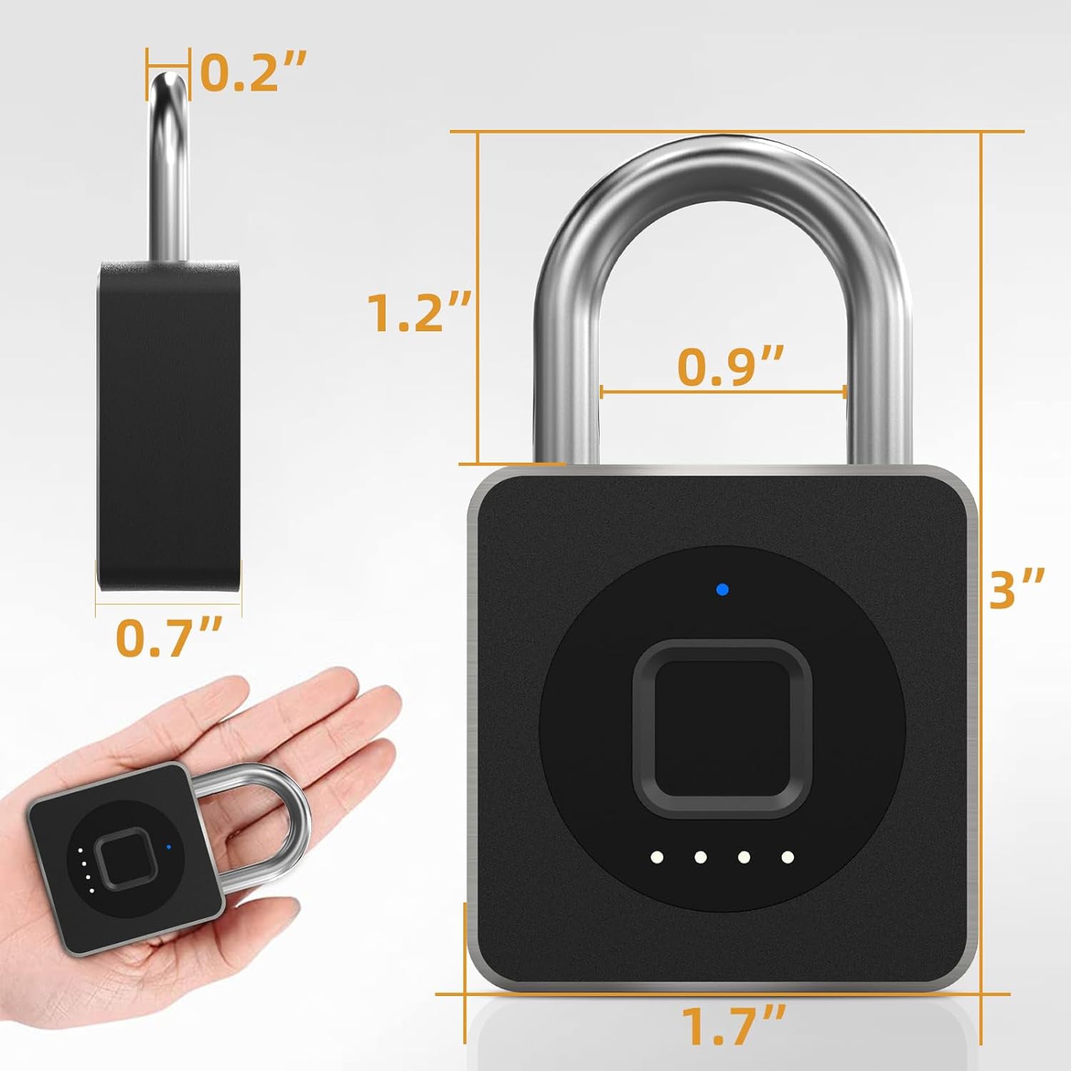 Portable fingerprint padlock, ideal for securing lockers, bags, and other valuables on the go