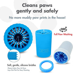 Portable paw washer for dogs, featuring a compact and easy-to-carry design, ideal for cleaning dog paws after outdoor walks or muddy hikes