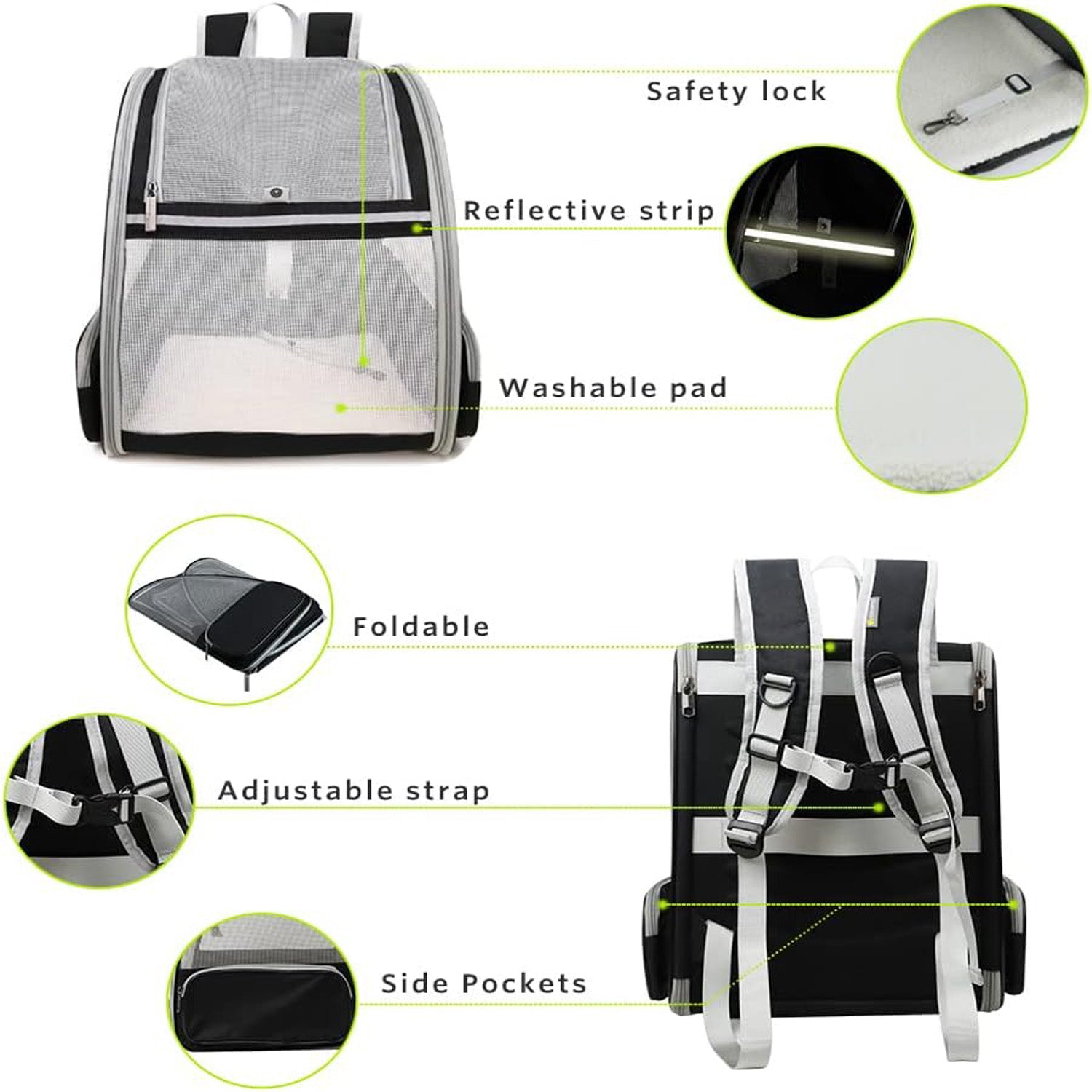 Portable pet carrier backpack with extra storage compartments, ideal for carrying small cats and dogs on travel and outdoor adventures