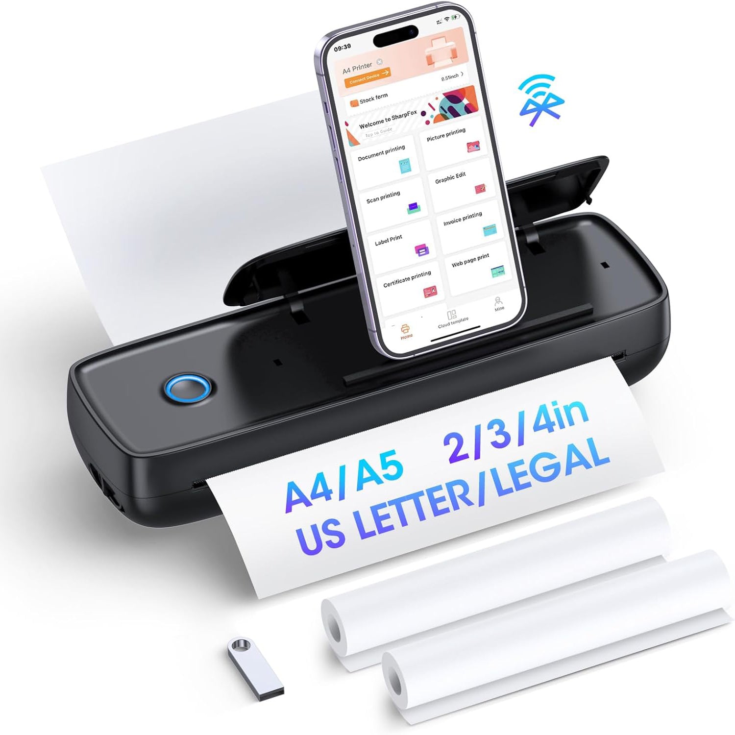 Portable printer designed for convenience, perfect for on-the-go printing from smartphones and tablets