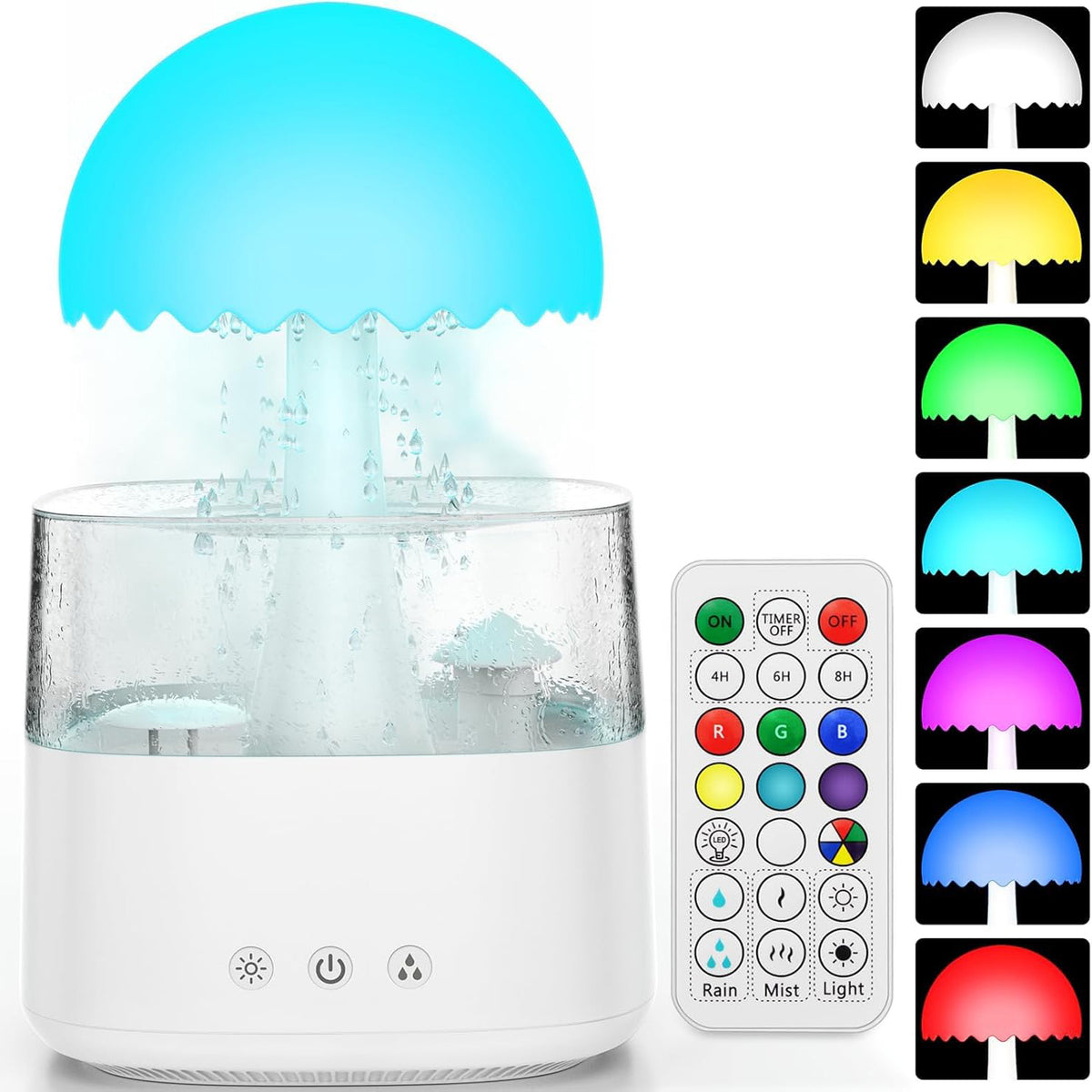 Stylish rain cloud humidifier with water drip and misting features, ideal for creating a relaxing atmosphere and enhancing indoor air quality