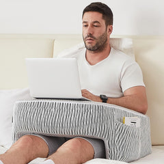 Comfortable reading pillow for lap with soft back support, ideal for reading, gaming, and lounging in bed or on the sofa, designed to reduce neck and back strain