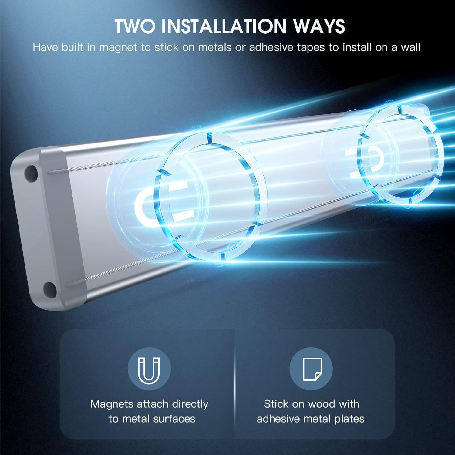 Energy-saving LED under cabinet lights installed under kitchen cabinets for better visibility