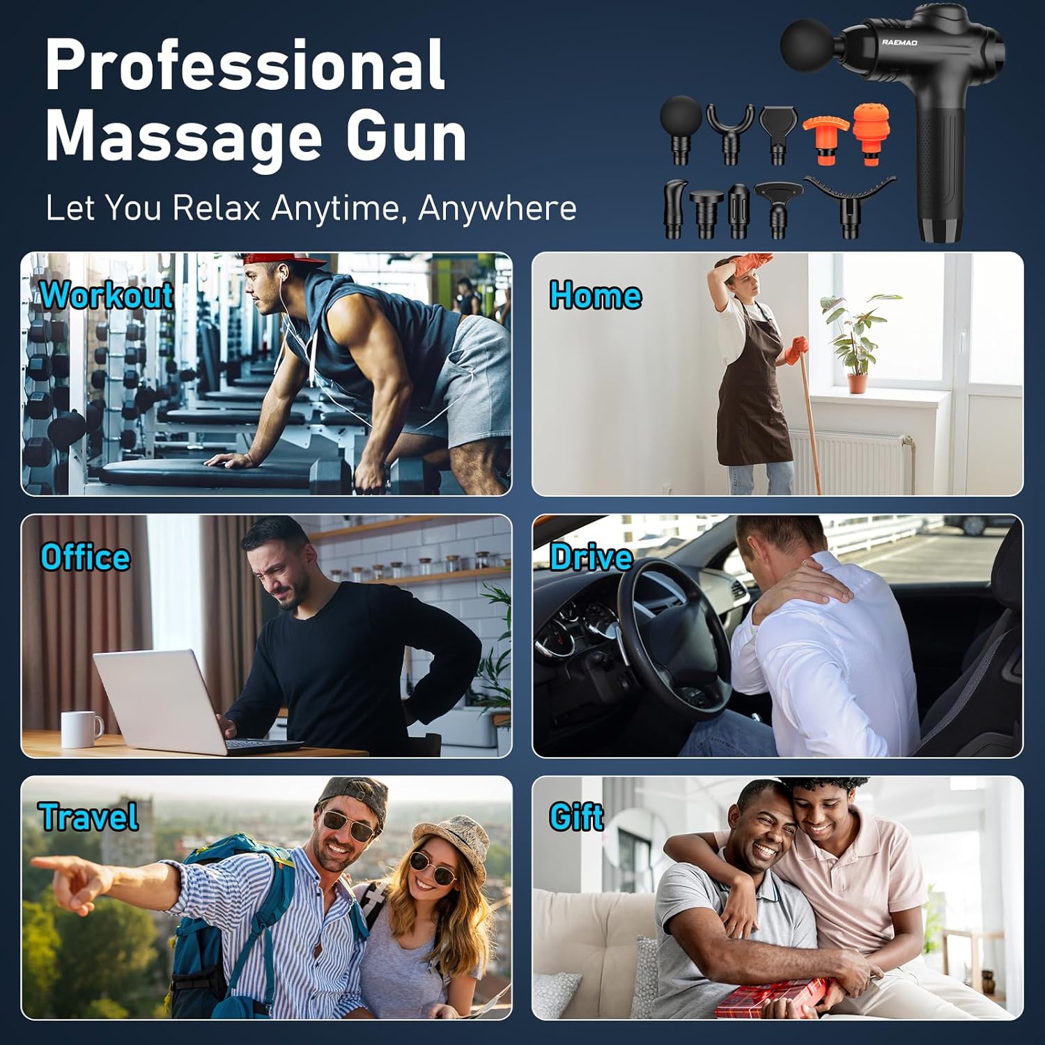 Lightweight and powerful massage gun for quick muscle recovery and pain relief at home or on the go