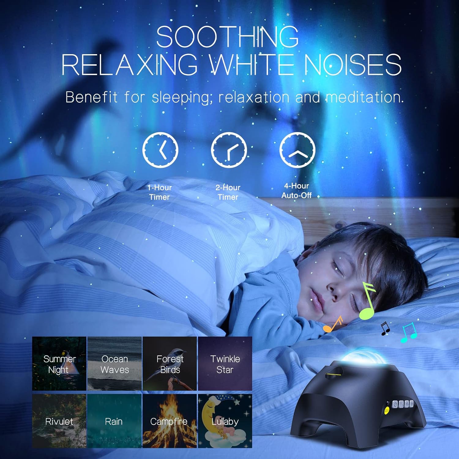 Sky light projector with aurora and galaxy lighting effects, an enchanting star projector for home decor and relaxation