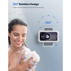 Durable waterproof phone case and holder for the shower or bath, keeping phones dry and protected in humid, wet conditions