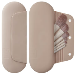 Silicone makeup brush holder for organizing brushes, ideal for makeup storage and keeping brushes clean and accessible