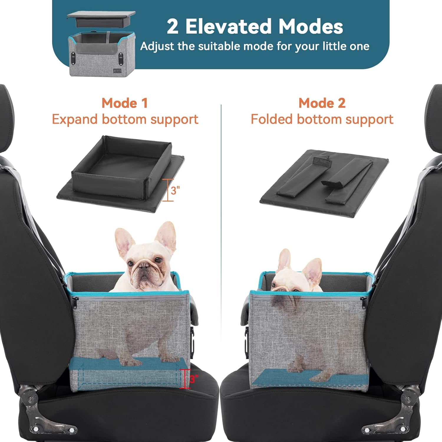 Small dog car seat with a plush lining and safety harness, ensuring your pet stays secure and comfortable while enjoying car rides, ideal for small breeds