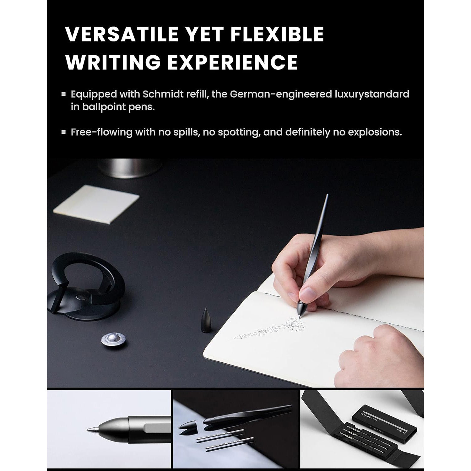 Stylish black pen with ergonomic design and smooth ink flow for precision writing