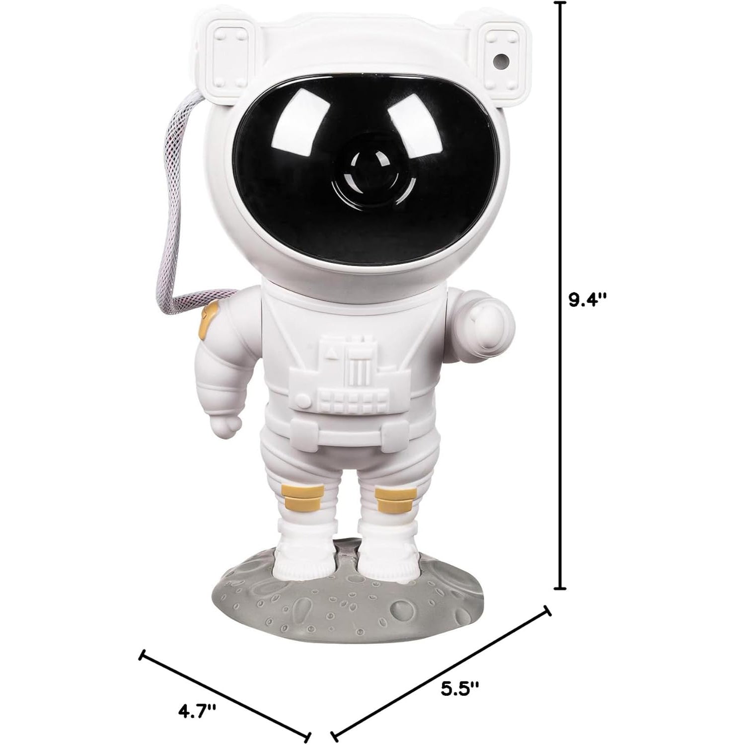 Astronaut space projector night light with calming starry sky and nebula projections, creating a space-themed ambiance