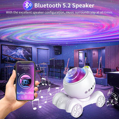 Star projector LED night light with Bluetooth speaker for immersive galaxy and starry sky effects, perfect for relaxation and ambient lighting