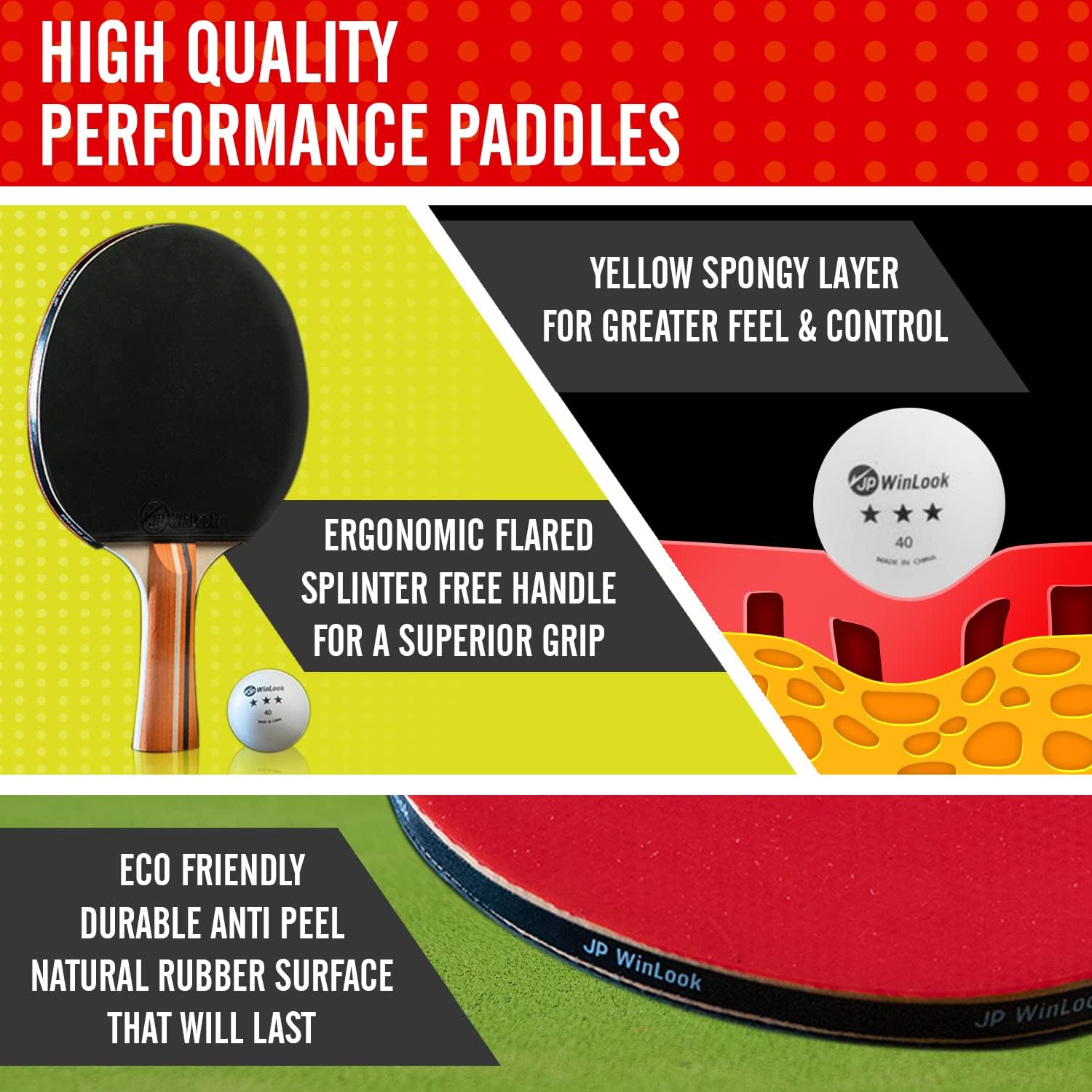 A set of table tennis paddles showcasing their sleek design and ergonomic handles, ideal for players of all skill levels