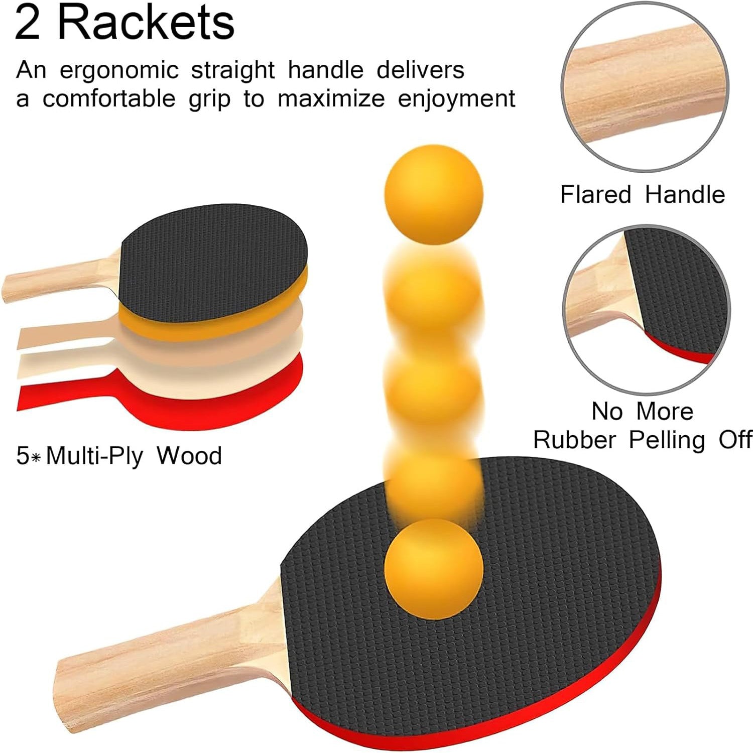 Perfect for beginners or pros, this ping pong paddle set includes two paddles, a durable net, and ping pong balls in a compact design