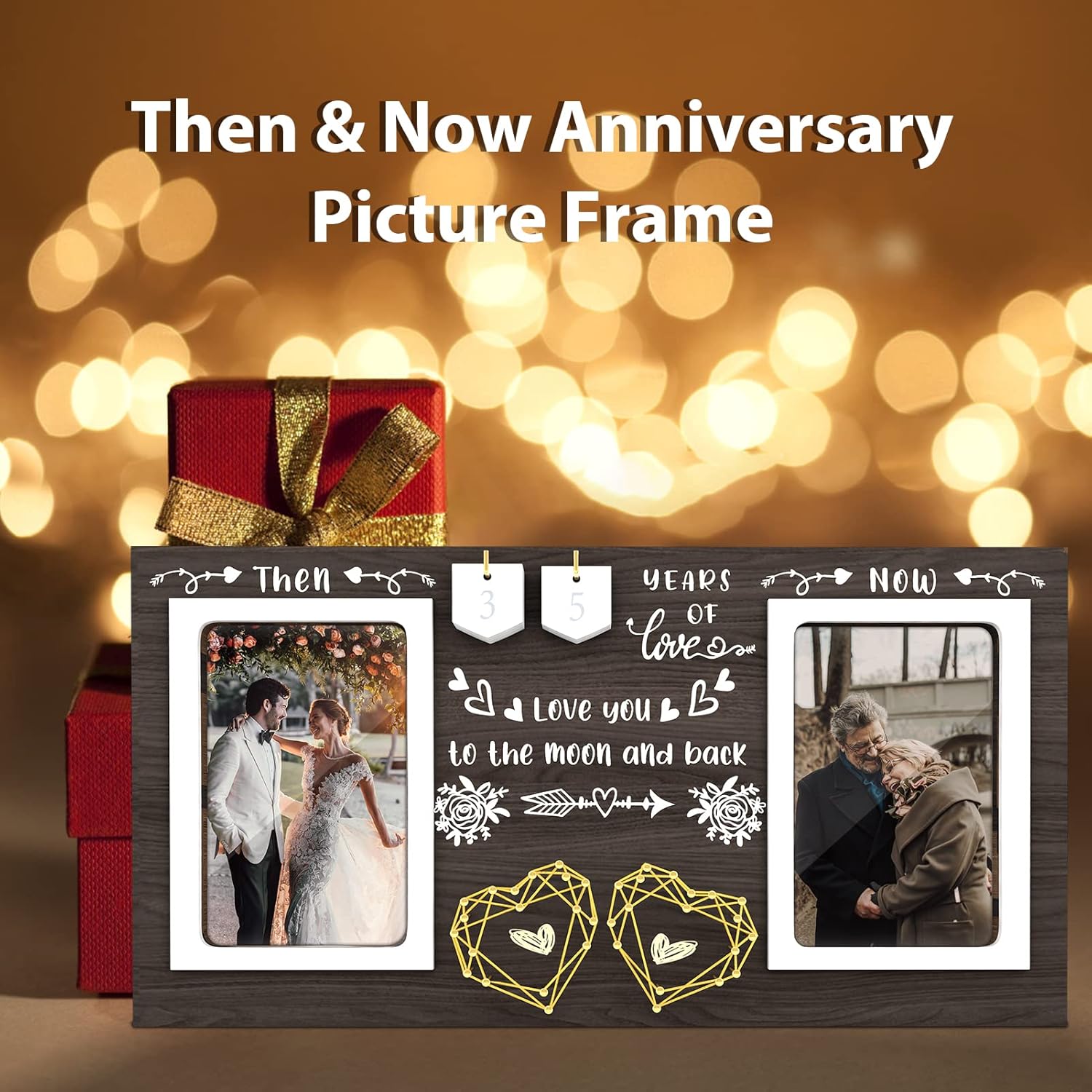 Beautiful Then & Now Memory Frame for anniversaries, a charming way to display past and present photos, great as a gift for couples on their special day