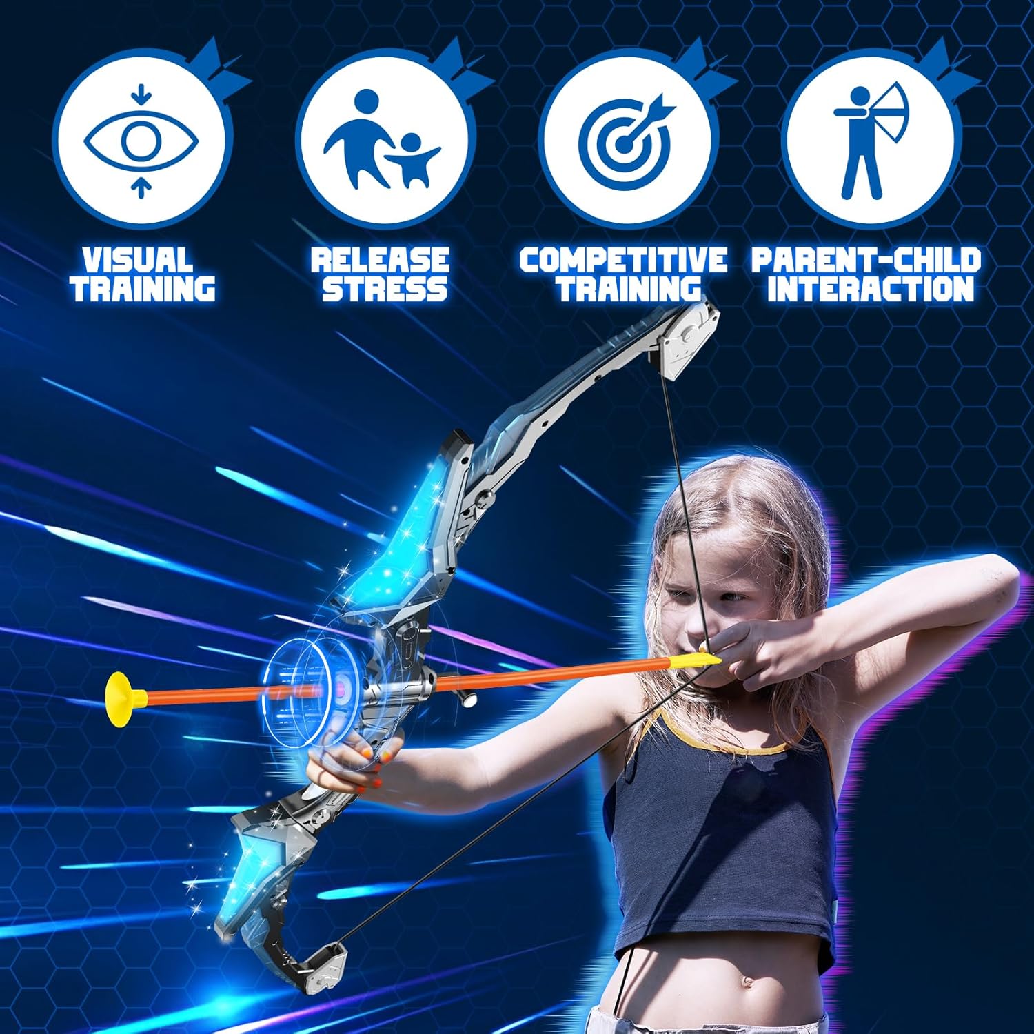 Bright and durable toy bow and arrow for kids, crafted from non-toxic materials, designed to provide endless hours of outdoor fun and imaginative play