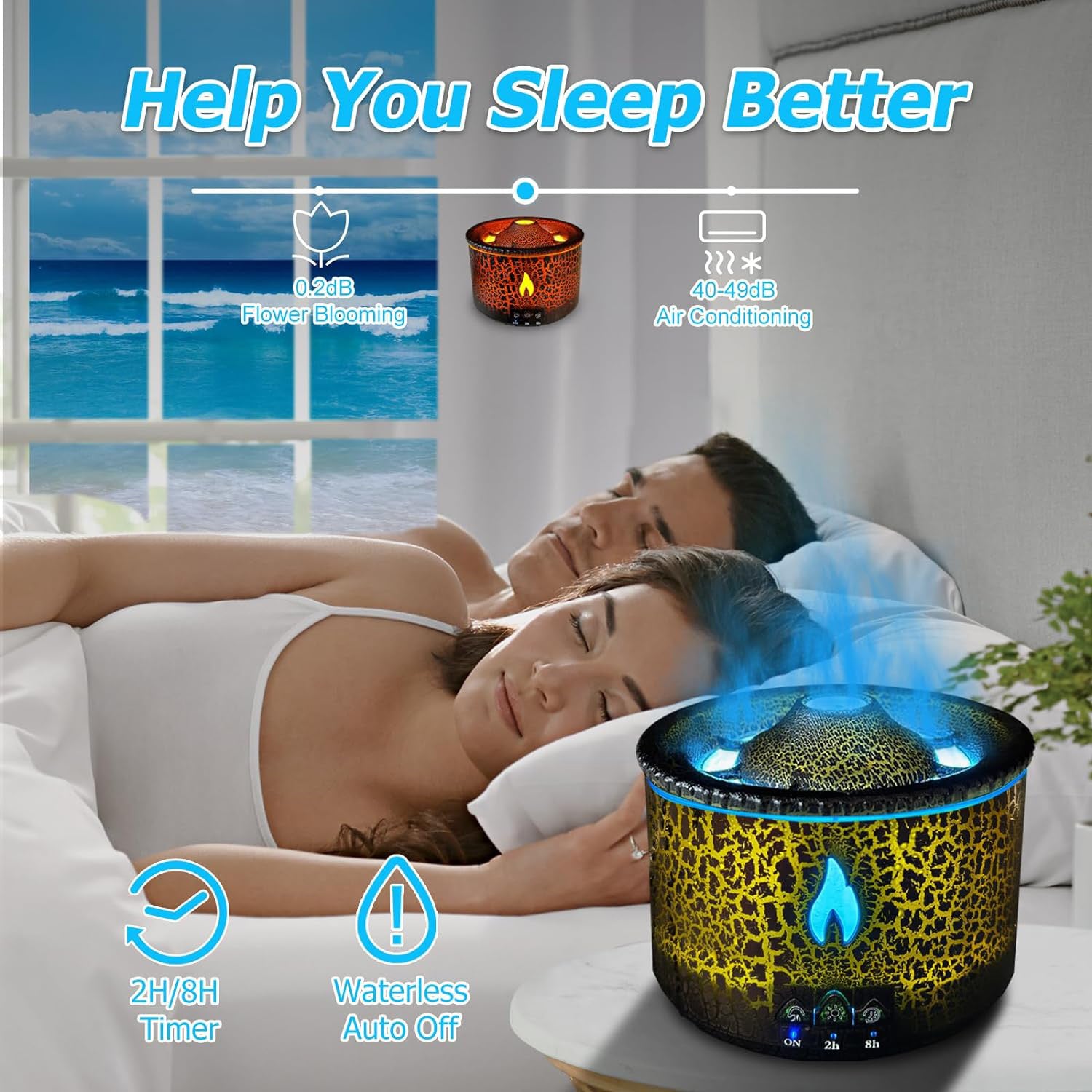 Decorative volcano oil diffuser with mist control, designed for relaxation and natural fragrance