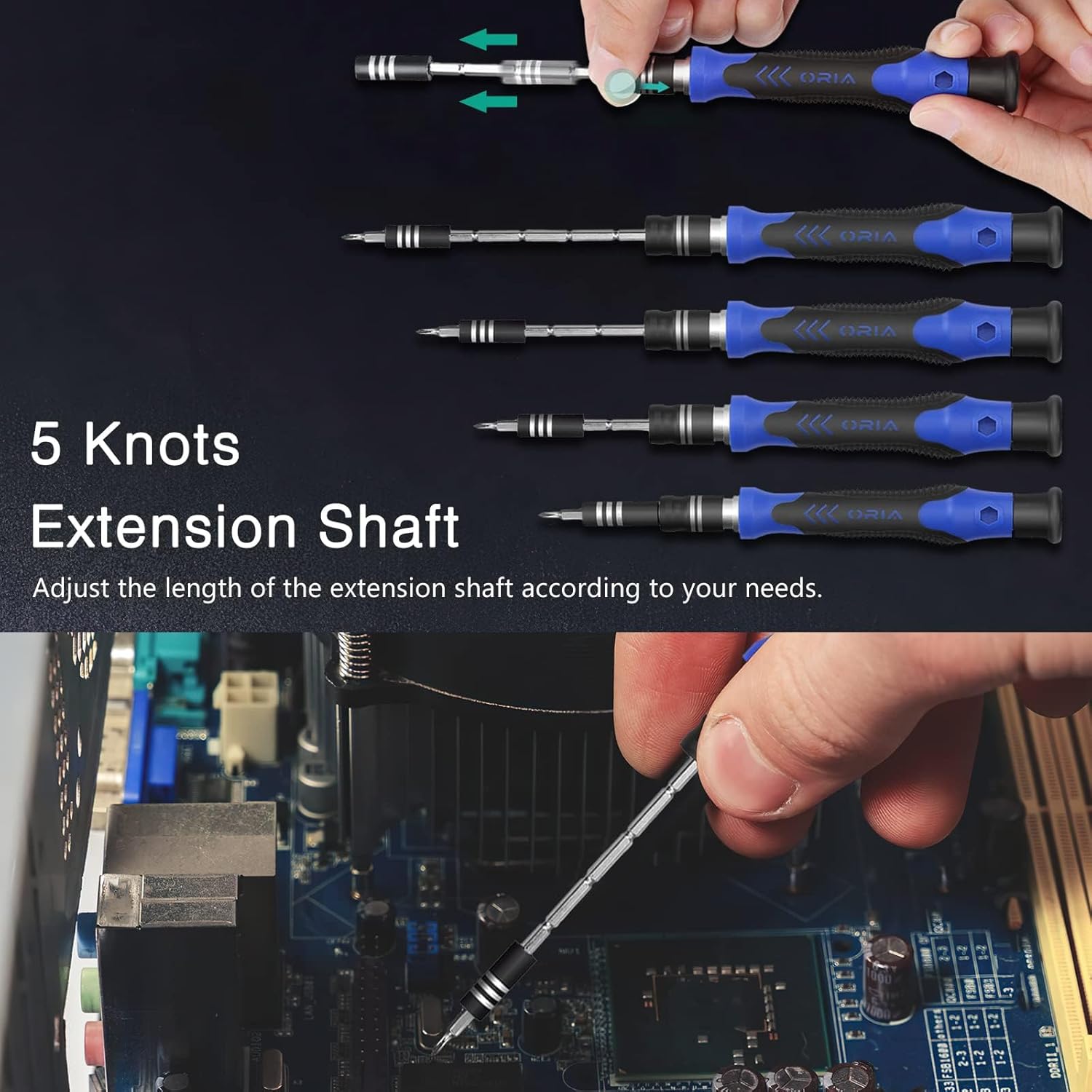 Watch repair screwdriver kit with various precision bits and a magnetic tip, ideal for delicate repairs on watches and small gadgets