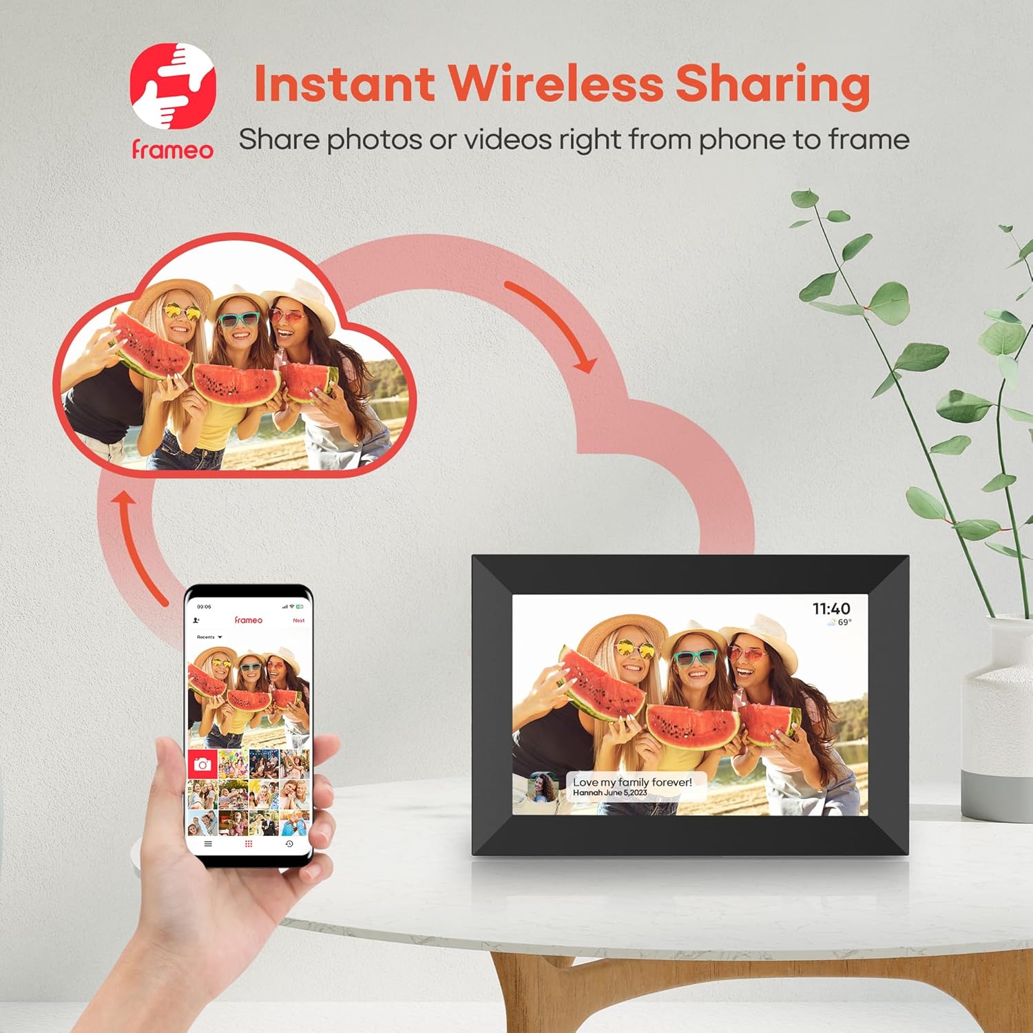 Electronic photo frame with customizable slideshow options, ideal for displaying your favorite memories at home or office