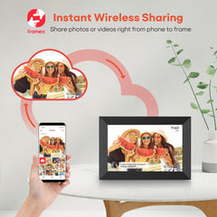 Electronic photo frame with customizable slideshow options, ideal for displaying your favorite memories at home or office