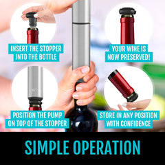 Advanced wine preservation system with a pump and reusable stoppers to ensure long-lasting wine quality and taste